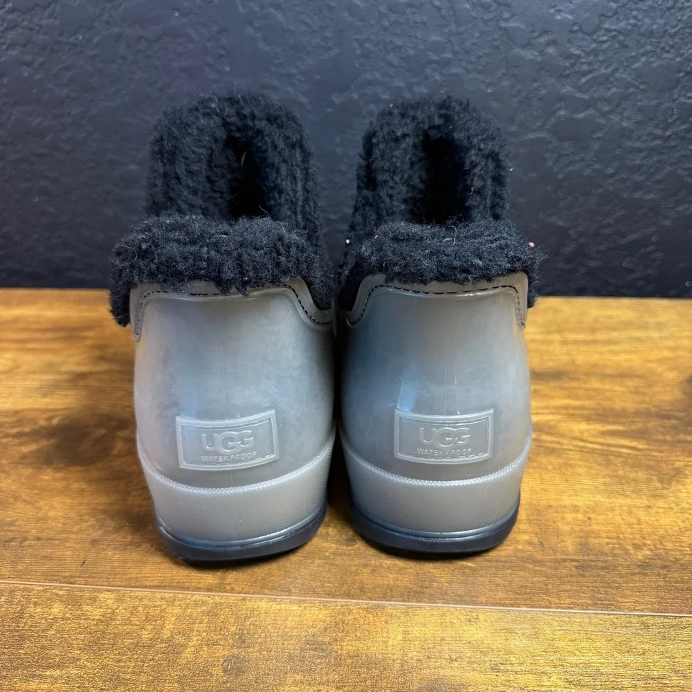 UGG Raincloud Clear 1132070 Grey Synthetic Rain Boots Women Size 9